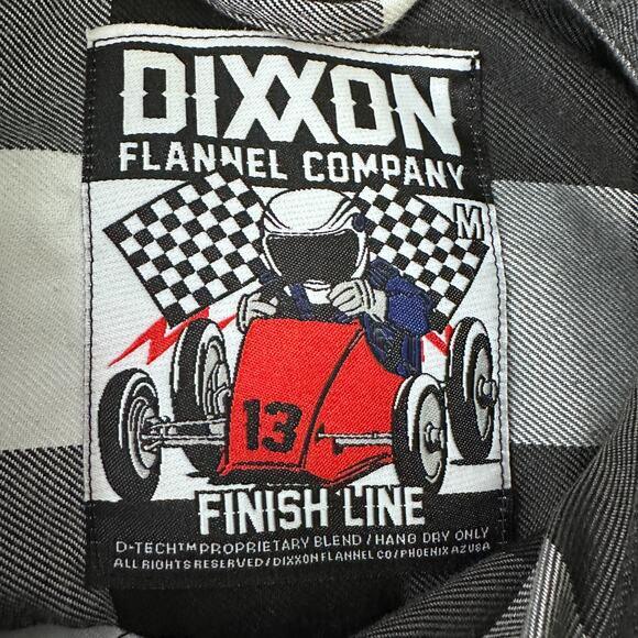 Dixxon Flannel Finish Line Shirt Women's Medium Black White Gray Plaid Button-Up - Picture 6 of 10